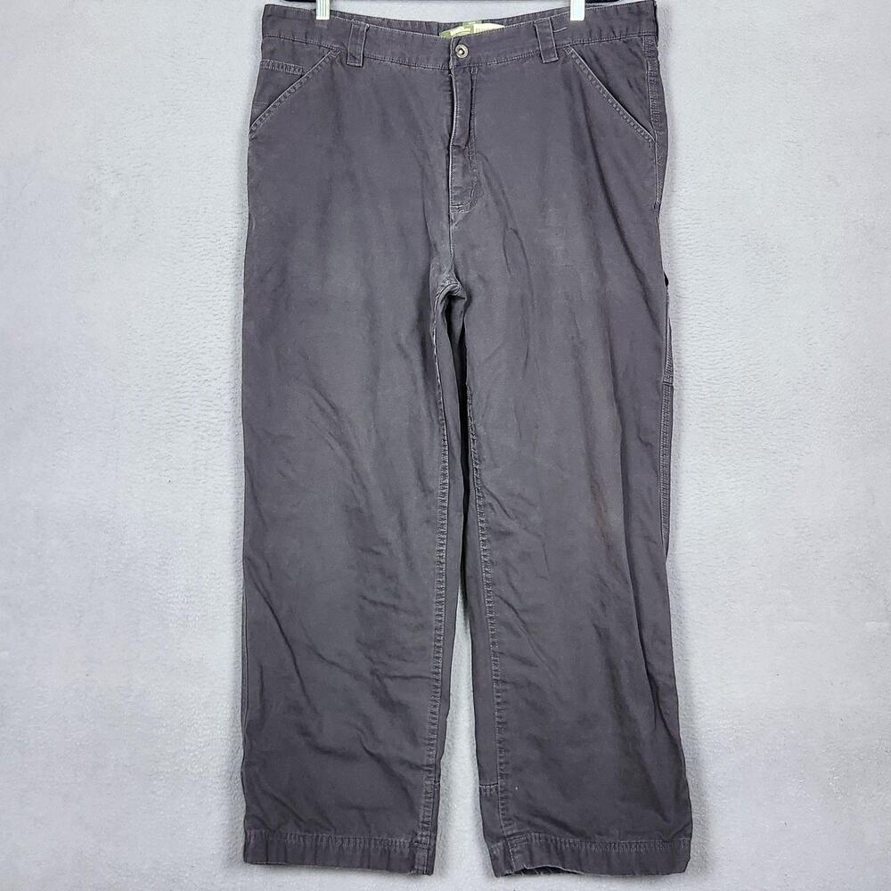 Gander Mtn Pants Mens 38x30 Gray Flannel Lined Canvas Carpenter Workwear Outdoor